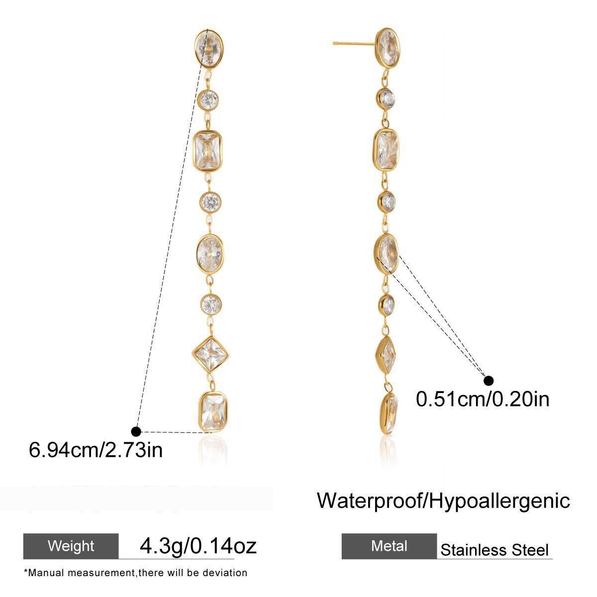 Polychrome Geometric Zircon Shape Stainless Steel Gold Color Waterproof&Anti-Tarnish Women's Party Earrings h5 
