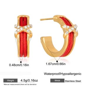 Designable Mixed Color Stainless Steel Gold Color Waterproof&Anti-Tarnish Women's Hoop Earrings h5 Picture2