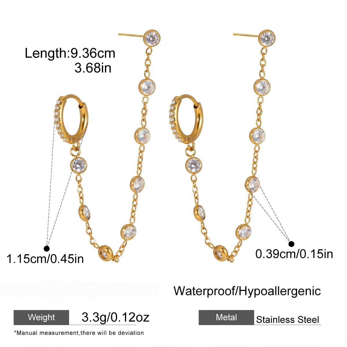Elegant Luster Chain Stainless Steel Gold Color Waterproof&Anti-Tarnish Women's Party Earrings h5 Picture2