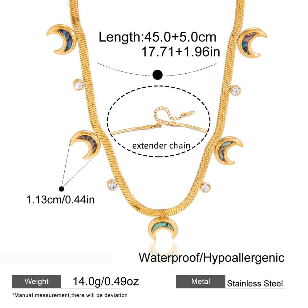 Retro Shell Moon Stainless Steel Gold Color Waterproof&Anti-Tarnish Women's Pendant Necklaces Picture2
