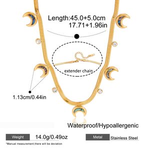 Retro Shell Moon Stainless Steel Gold Color Waterproof&Anti-Tarnish Women's Pendant Necklaces h5 Picture2
