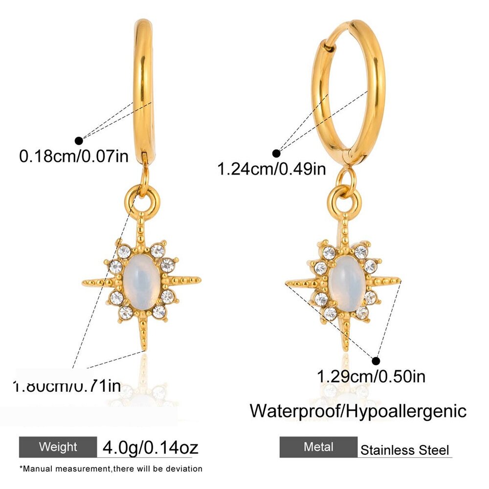 Shimmering Star Stainless Steel Waterproof&Anti-Tarnish Gold Color Women's Drop Earrings Picture2