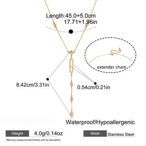 Geometric Lines Stainless Steel Waterproof&Anti-Tarnish Gold Color Women's Pendant Necklaces h5 Picture2