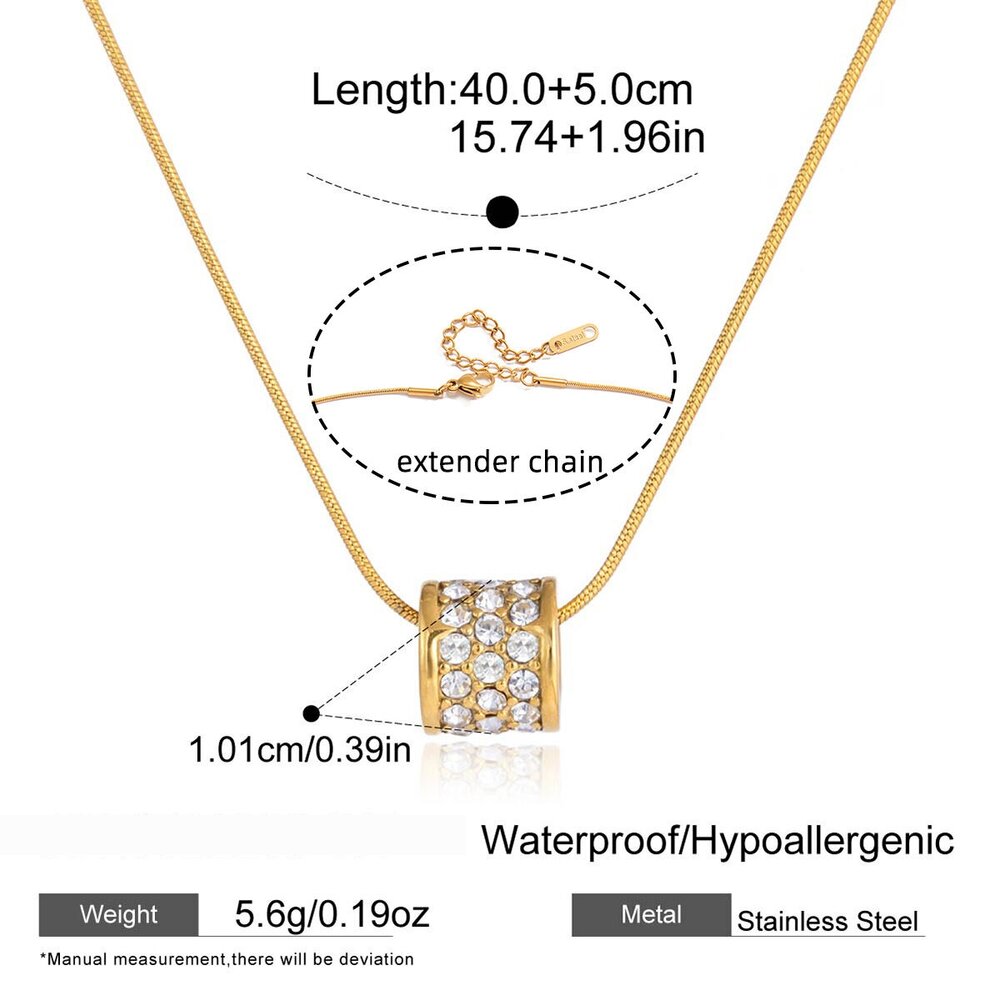 Elegant Droplet Stainless Steel Waterproof Gold Color Zircon Women's Pendant Necklaces Picture2