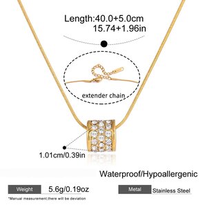 Elegant Droplet Stainless Steel Waterproof Gold Color Zircon Women's Pendant Necklaces h5 Picture2