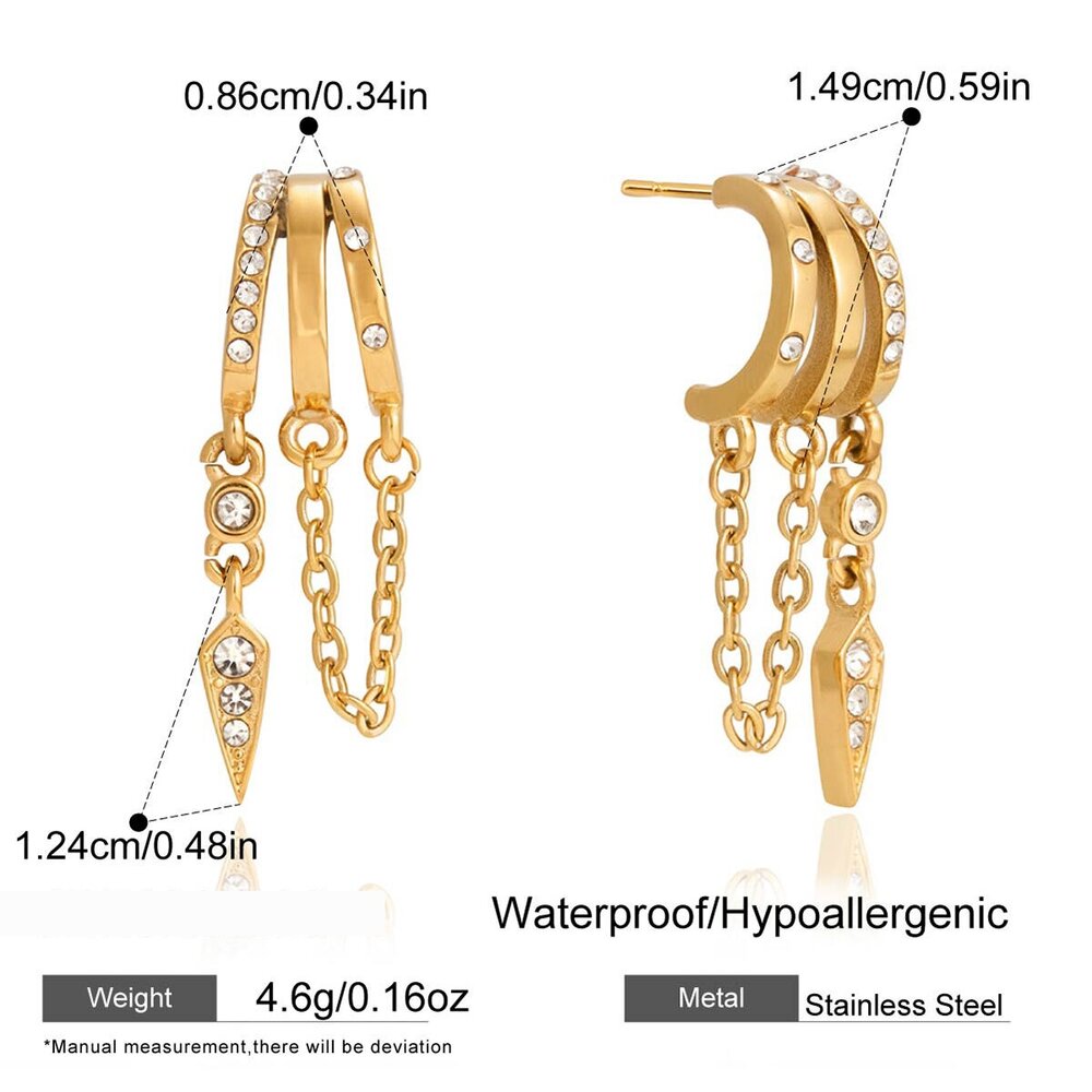 Charming Tassel Stainless Steel Waterproof Gold Color Women's Dangle Earrings Picture2