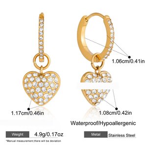 Elegante, Herzförmige, Wasserdichte Ohrhänger Aus Edelstahl In Goldfarbe Für Damen h5 Bild2