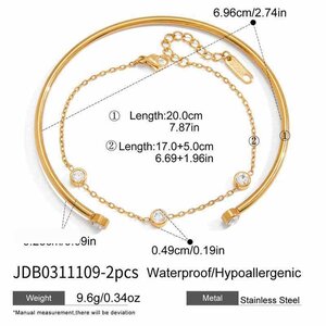 Leichte, Wasserdichte Edelstahl-Armbandsets In Goldfarbe Mit Zirkonia Für Damen h5 Bild2