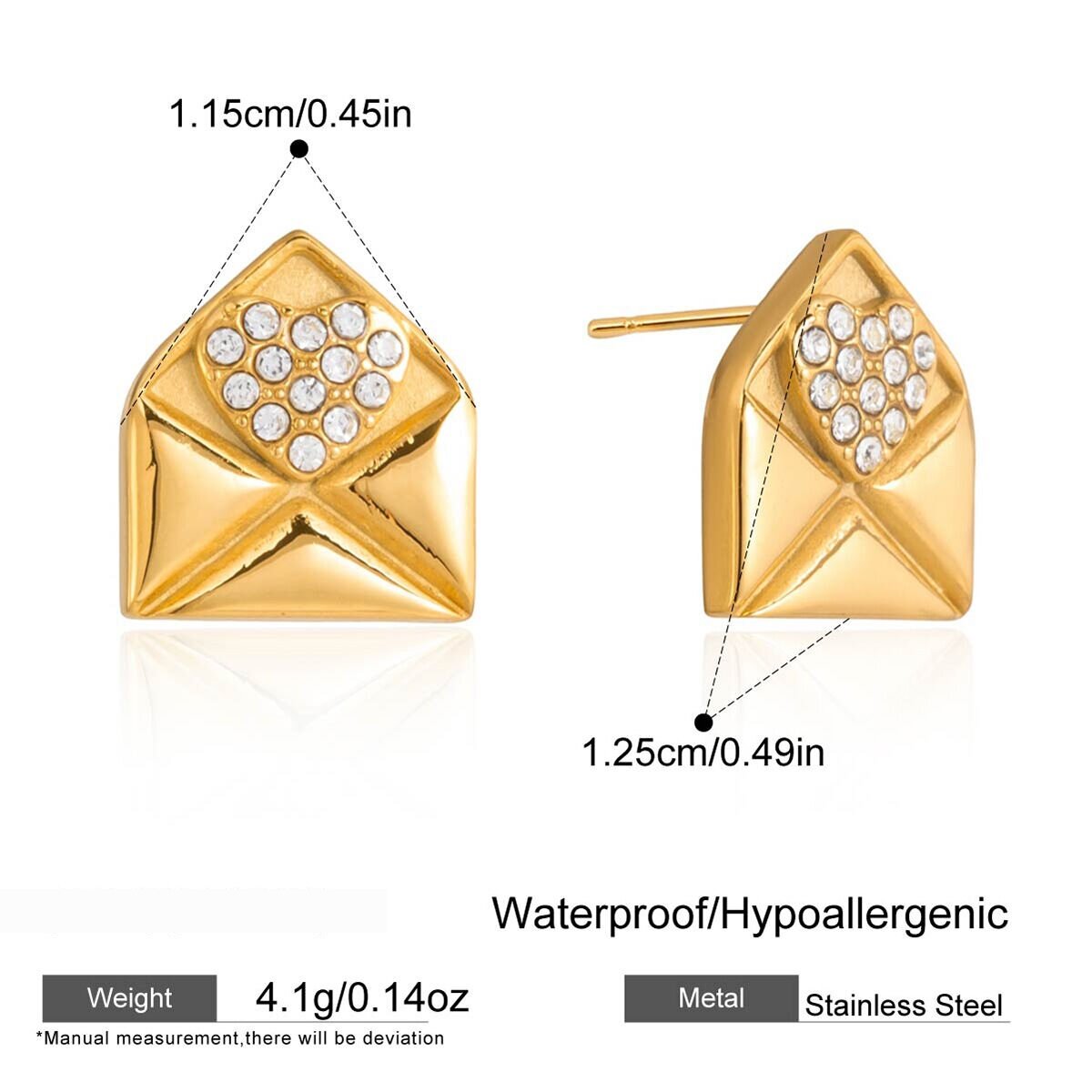 Romantic Envelope Heart Stainless Steel Waterproof Gold Color Women's Jewelry Sets h5 Picture2