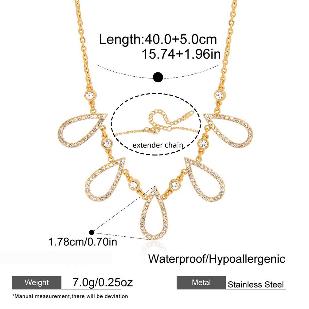 Exquisite Droplet Star Stainless Steel Waterproof Gold Color Women's Pendant Necklaces Picture2