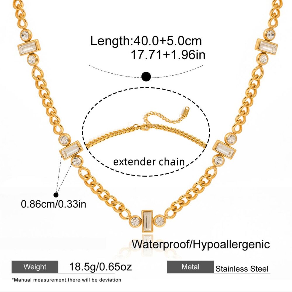 Sleek Rectangle Stainless Steel Waterproof&Anti-Tarnish Gold Color Women's Chain Necklaces Picture2