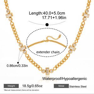 Sleek Rectangle Stainless Steel Waterproof&Anti-Tarnish Gold Color Women's Chain Necklaces h5 Picture2