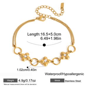 Wunderschönes Kleeblatt-Armband Aus Edelstahl, Wasserfest Und Anlaufgeschützt, Goldfarben, Für Damen h5 Bild2