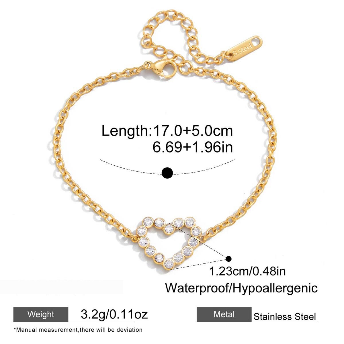 Sophisticated Zircon Stainless Steel Waterproof&Anti-Tarnish Gold Color Women's Charm Bracelets Picture2