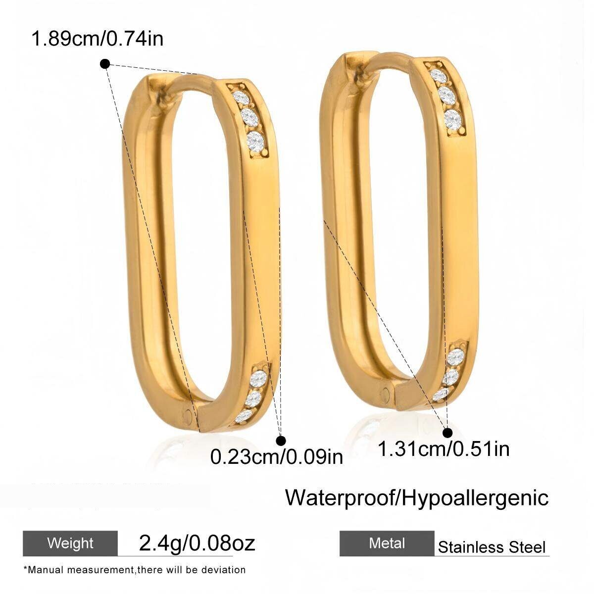 Sophisticated Stainless Steel Waterproof&Anti-Tarnish Gold Color Women's Hoop Earrings Picture2