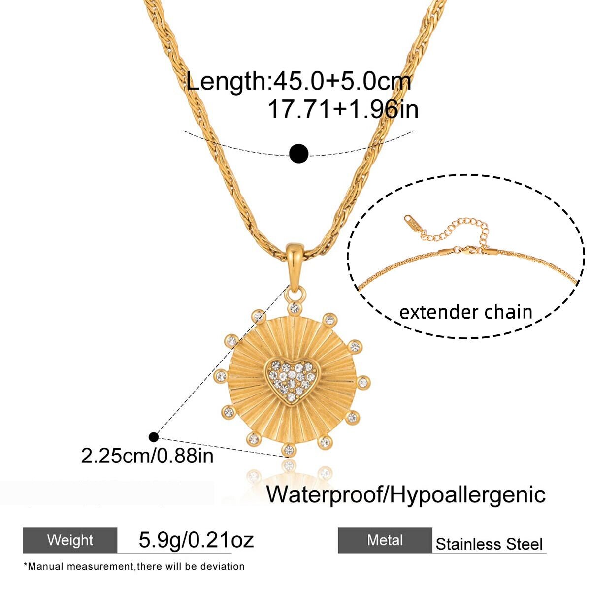 Brilliant Heart Sun Stainless Steel Waterproof&Anti-Tarnish Gold Color Women's Pendant Necklaces Picture2