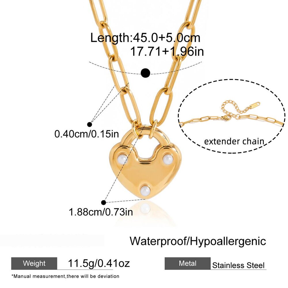 Romantic Heart Key Stainless Steel Waterproof&Anti-Tarnish Gold Color Women's Pendant Necklaces Picture2