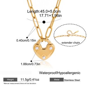 Romantic Heart Key Stainless Steel Waterproof&Anti-Tarnish Gold Color Women's Pendant Necklaces h5 Picture2