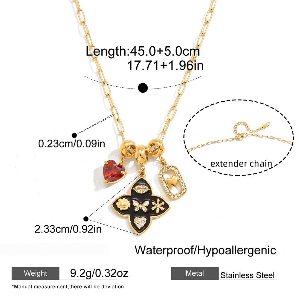Elegant Luster Heart Clover Stainless Steel Waterproof&Anti-Tarnish Gold Color Women's Pendant Necklaces Picture2