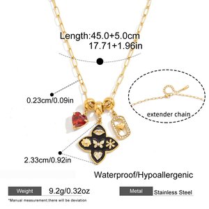 Elegant Luster Heart Clover Stainless Steel Waterproof&Anti-Tarnish Gold Color Women's Pendant Necklaces h5 Picture2