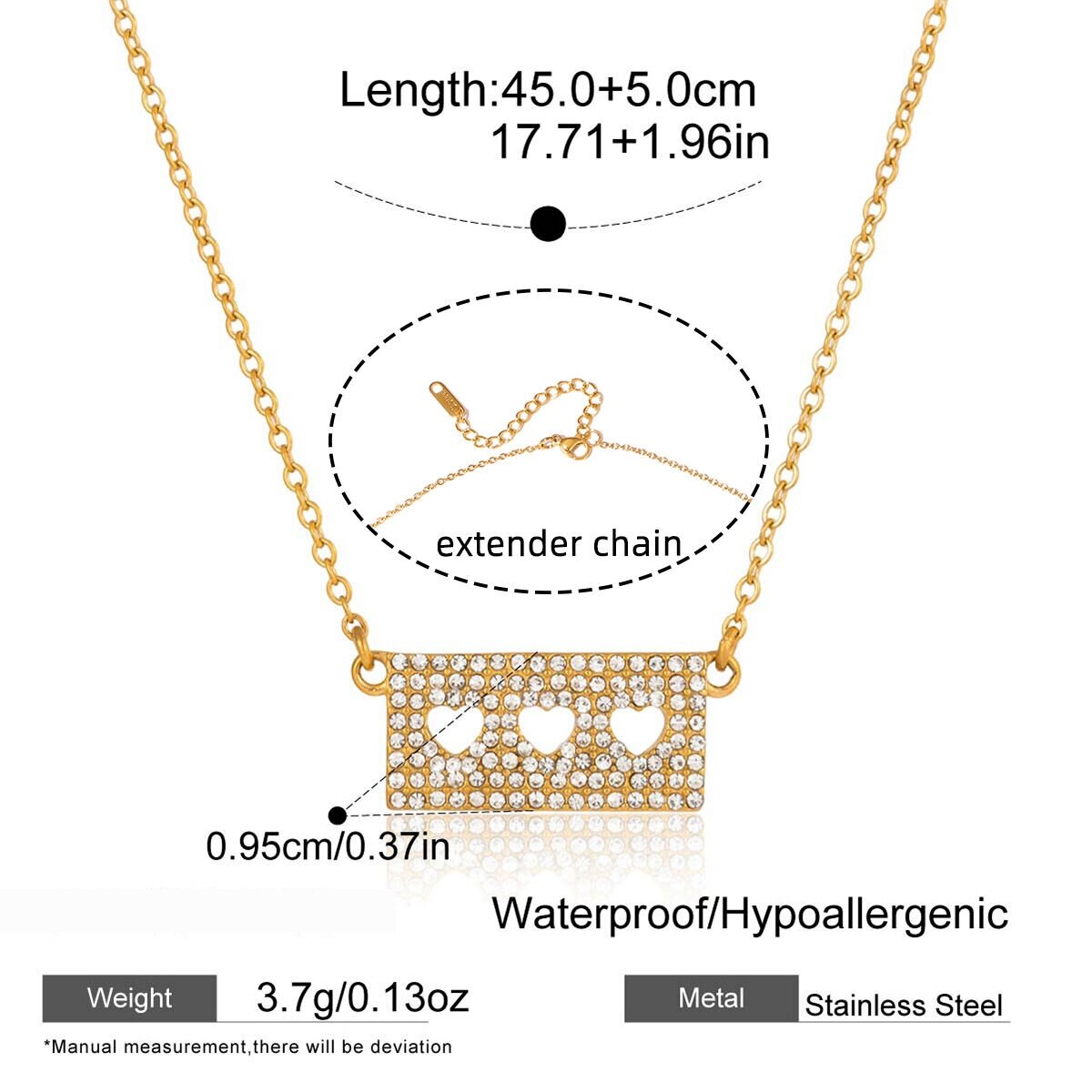 Exquisite Heart Stainless Steel Waterproof&Anti-Tarnish Gold Color Women's Pendant Necklaces Picture2
