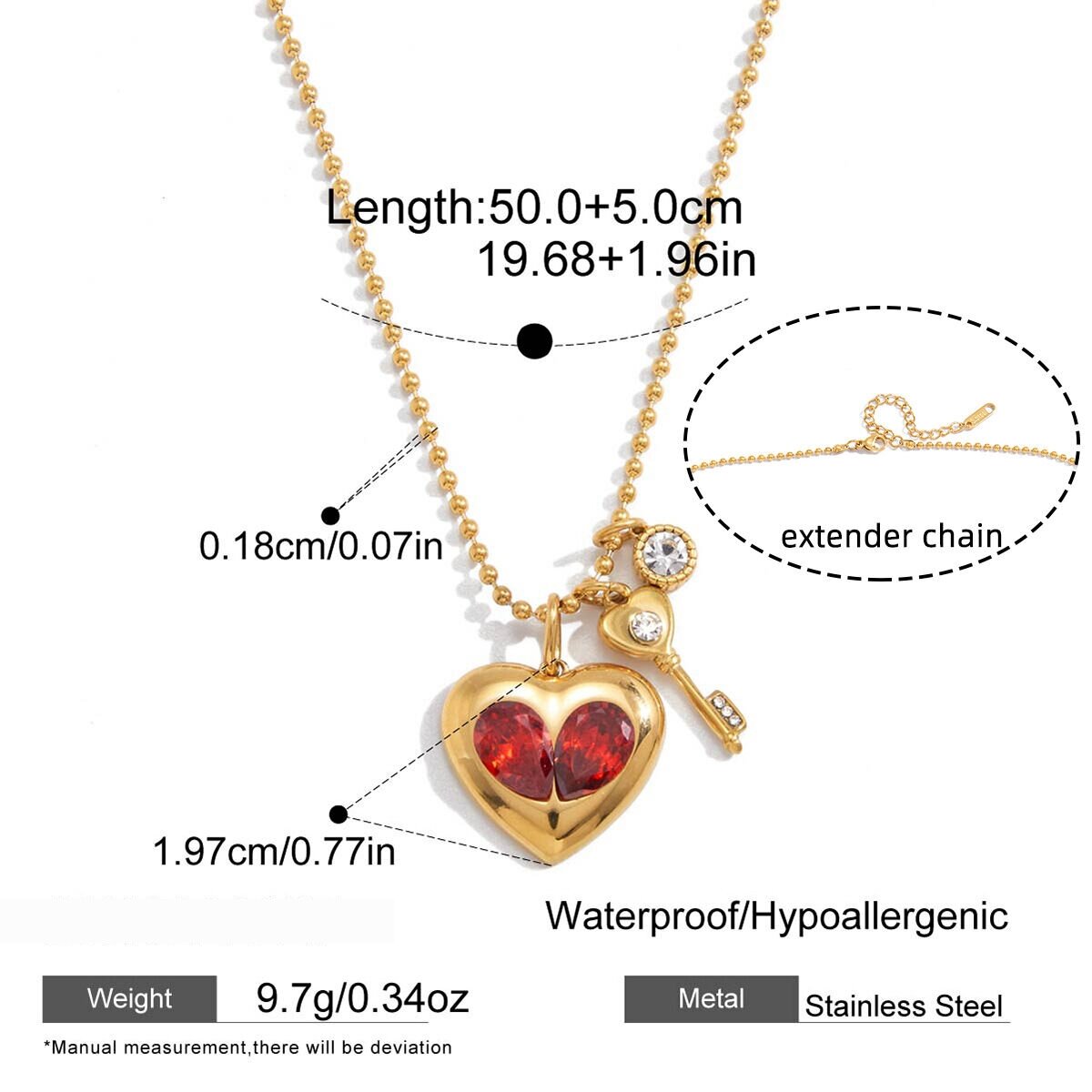 Fabulous Heart Stainless Steel Waterproof&Anti-Tarnish Gold Color Women's Pendant Necklaces h5 Picture2