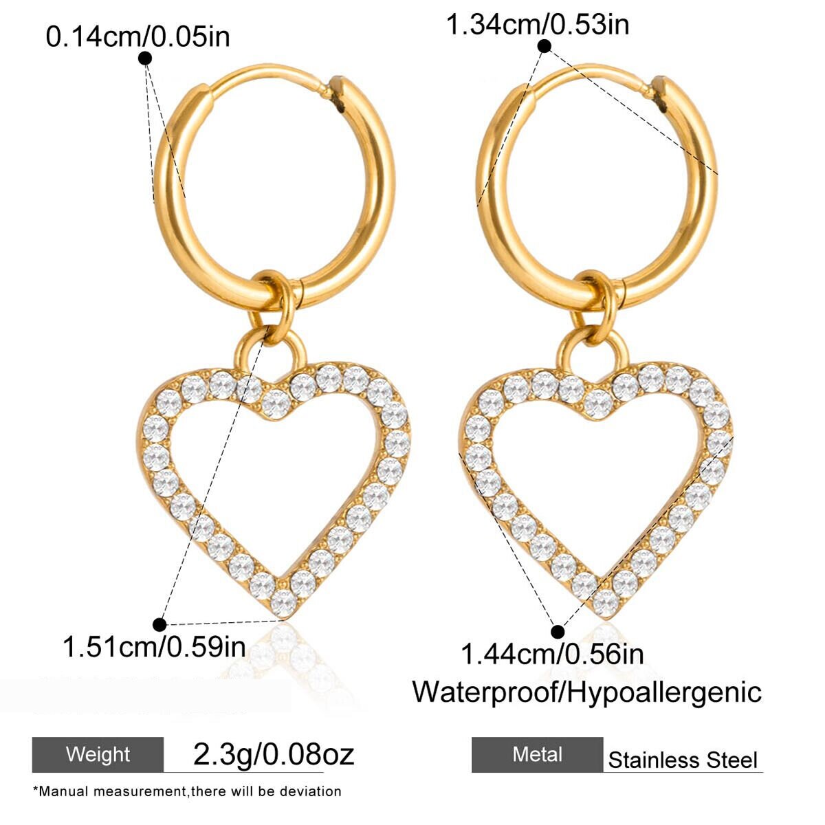 Heart Hollowed-Out Stainless Steel Waterproof&Anti-Tarnish Gold Color Women's Jewelry Sets Picture2