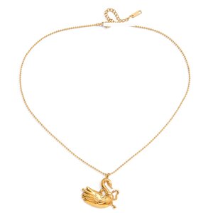 Refined Detailing Swan Stainless Steel Waterproof&Anti-Tarnish Gold Color Women's Pendant Necklaces h5