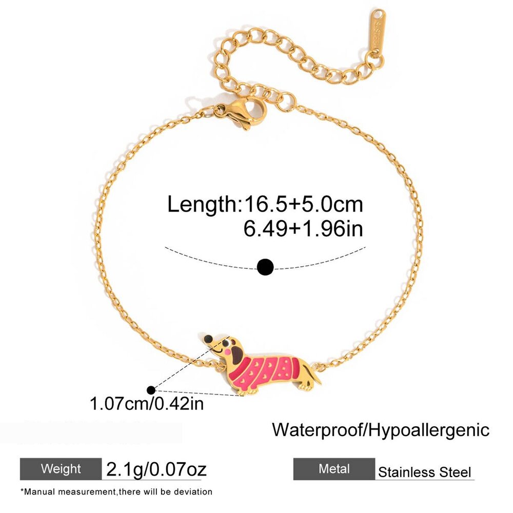 Cute Dachshund Stainless Steel Waterproof&Anti-Tarnish Gold Color Women's Pendant Necklaces Picture2