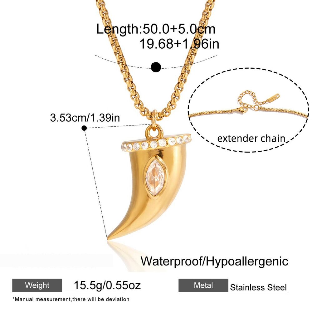 Bold Chili Shape Stainless Steel Waterproof Gold Color Zircon Women's Pendant Necklaces Picture2