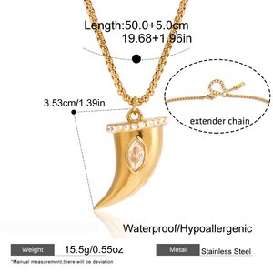 Bold Chili Shape Stainless Steel Waterproof Gold Color Zircon Women's Pendant Necklaces h5 Picture2