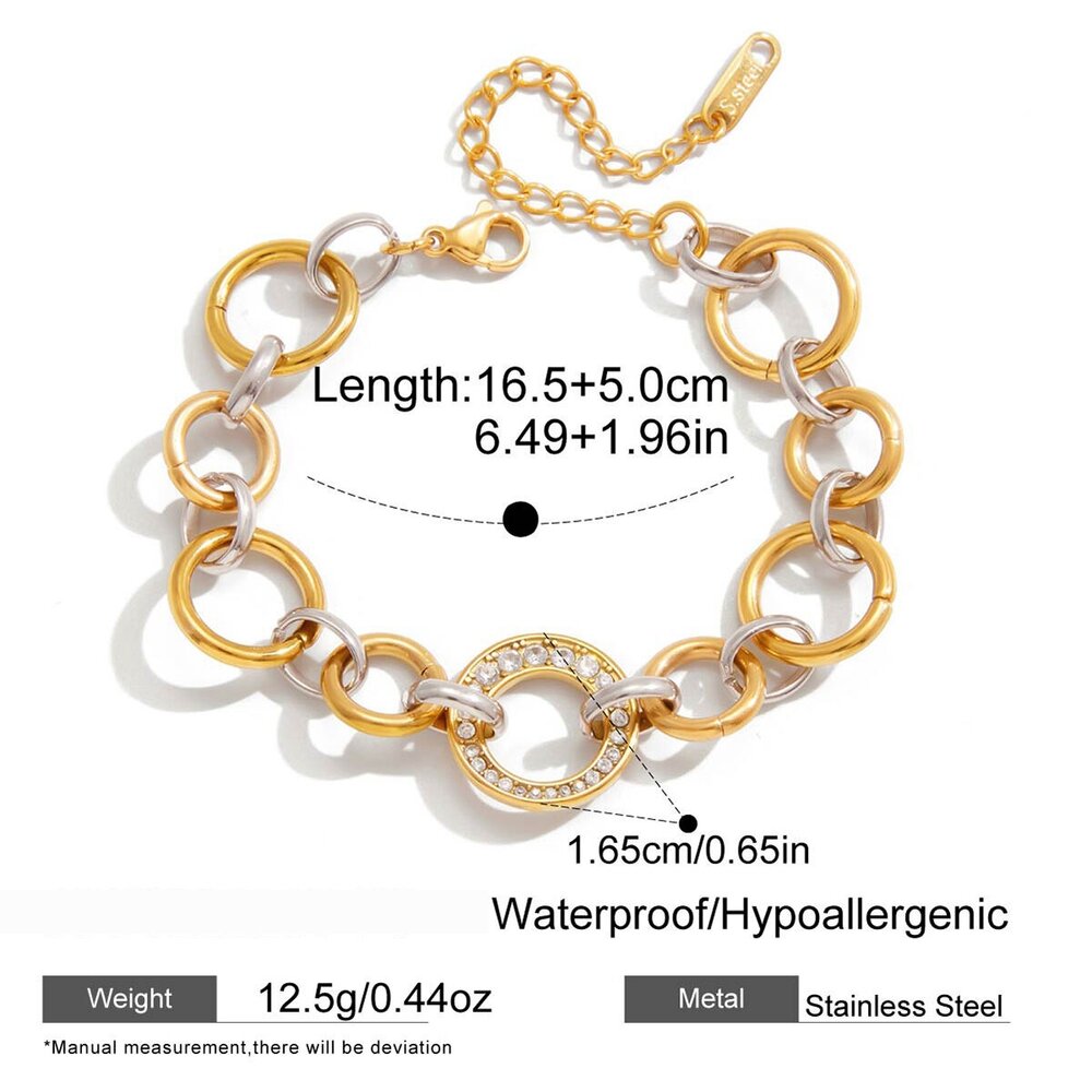 Subtiele, Gemengde Goud- En Zilverkleurige, Waterdichte En Aanslagbestendige Bedelarmbanden Voor Dames Van Roestvrij Staal. Afbeelding2