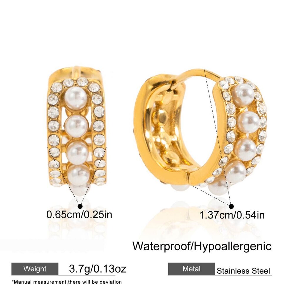 Elegante, Runde, Wasserfeste Und Anlaufgeschützte Edelstahl-Ohrringe In Goldfarbe Für Damen Bild2