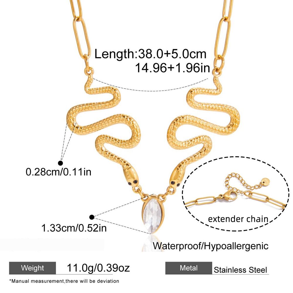 Opulent Snake Stainless Steel Waterproof Gold Color Women's Pendant Necklaces Picture2