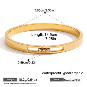 Polished Hollowed-Out Titanium Steel Gold Color Women's Bangles h5 Picture2