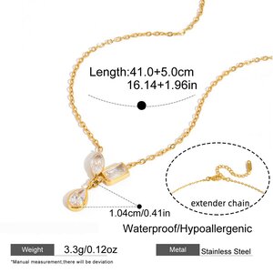 Crafted Droplet Stainless Steel Waterproof Gold Color Zircon Women's Pendant Necklaces h5 Picture2