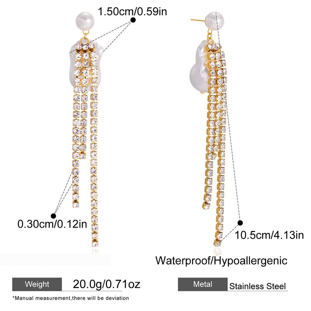 Sparkling Tassel Stainless Steel Waterproof Gold Color Women's Party Earrings Picture2