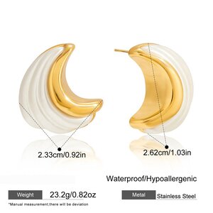 Elegant Curve Shape Stainless Steel Waterproof Gold Color Acrylic Women's Stud Earrings h5 Picture2