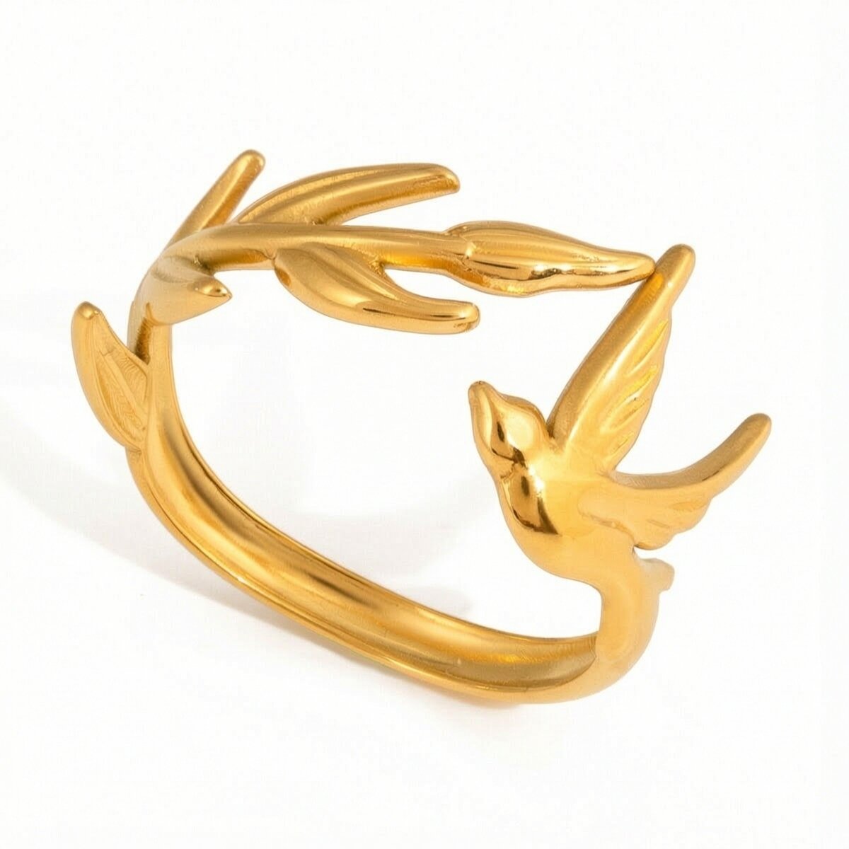 1 Stück Handgefertigter Statement-Ring Aus Edelstahl In Vogelform, Wasserdicht, Goldfarben 