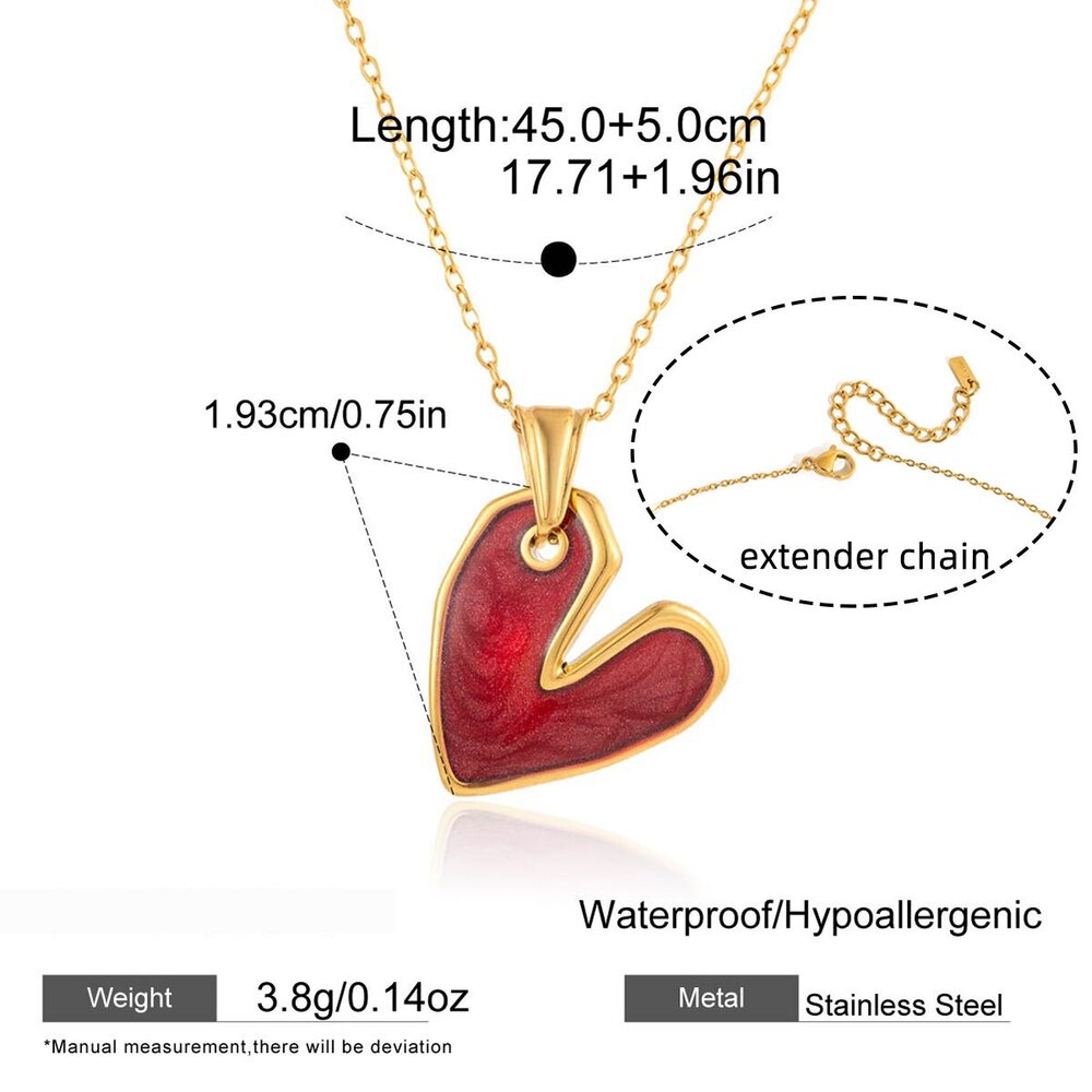 1 Piece Versatile Red Heart Stainless Steel Waterproof Gold Color Women's Pendant Necklaces Picture2