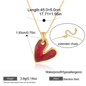 1 Piece Versatile Red Heart Stainless Steel Waterproof Gold Color Women's Pendant Necklaces h5 Picture2