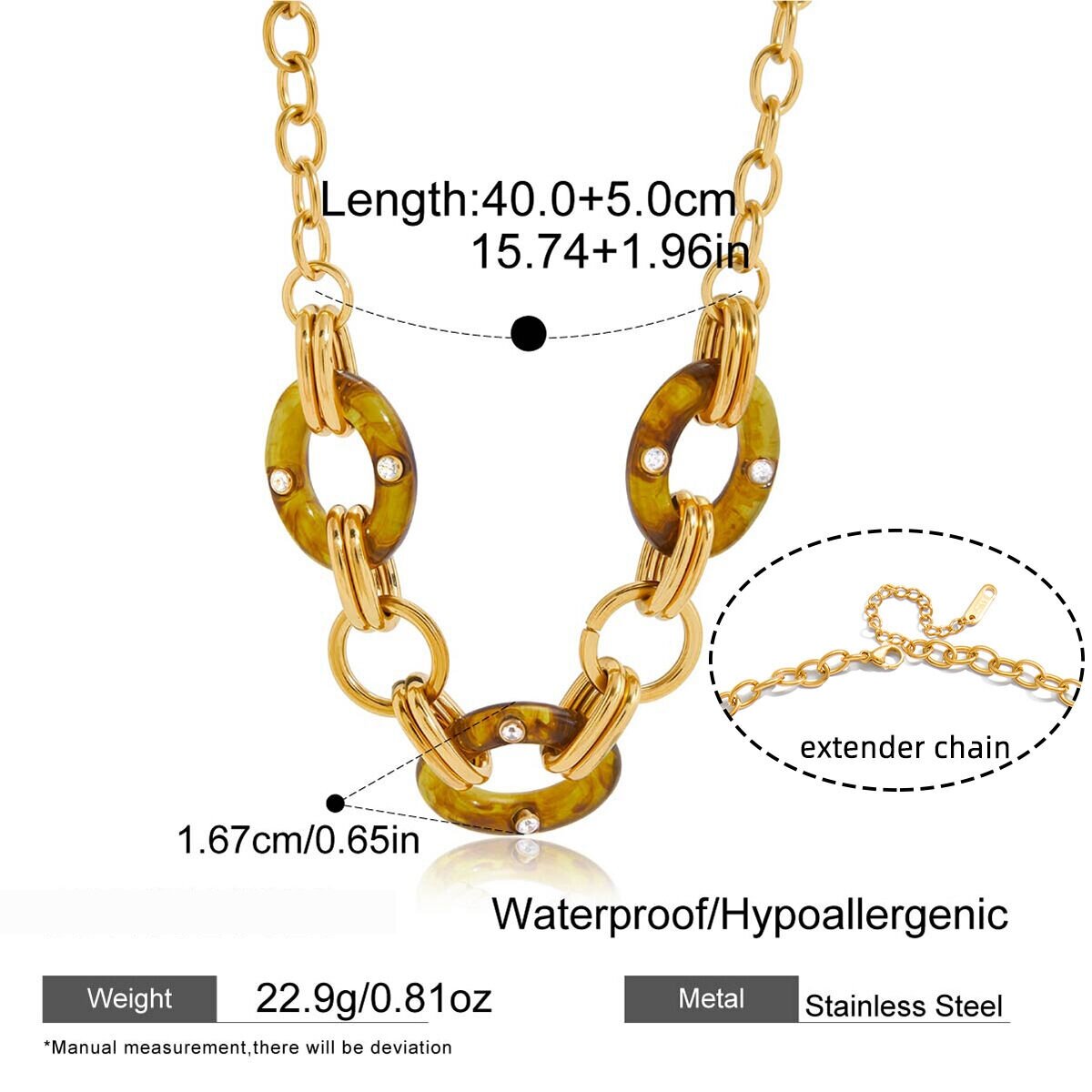1 Pezzo Classico In Resina Ovale In Acciaio Inossidabile Impermeabile Color Oro Per Donna Immagine2