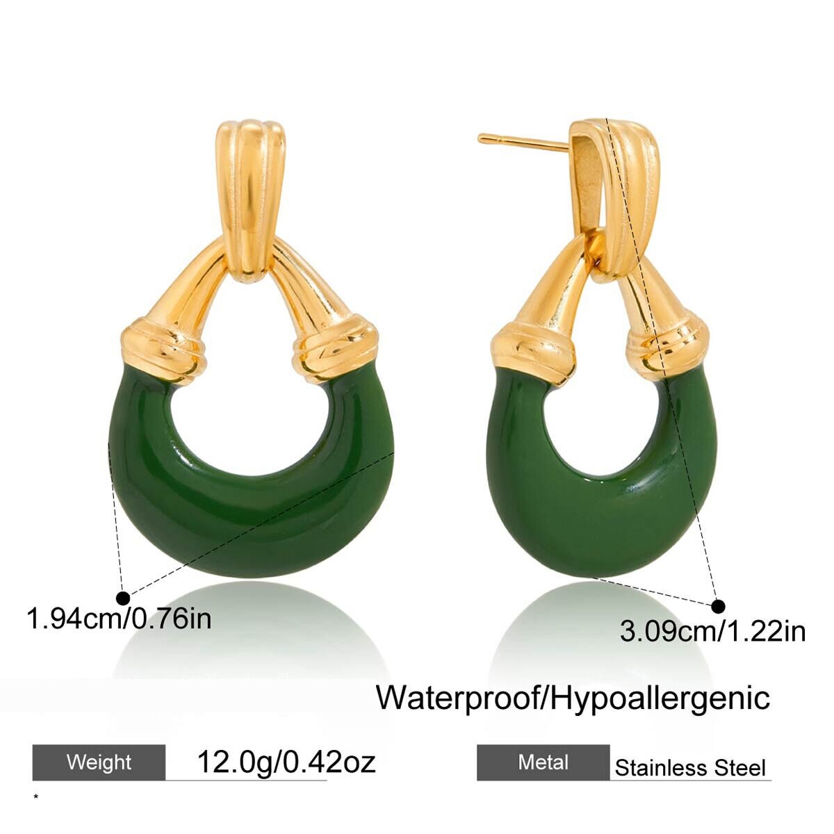 1 Pair Retro Mixed Color Circle Stainless Steel Waterproof Gold Color Women's Drop Earrings 