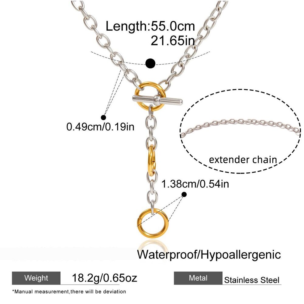 1 Piece Minimalist Circle Mixed Gold&Silver Colors Stainless Steel Waterproof Women's Chain Necklaces Picture2