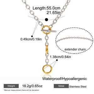 1 Piece Minimalist Circle Mixed Gold&Silver Colors Stainless Steel Waterproof Women's Chain Necklaces h5 Picture2