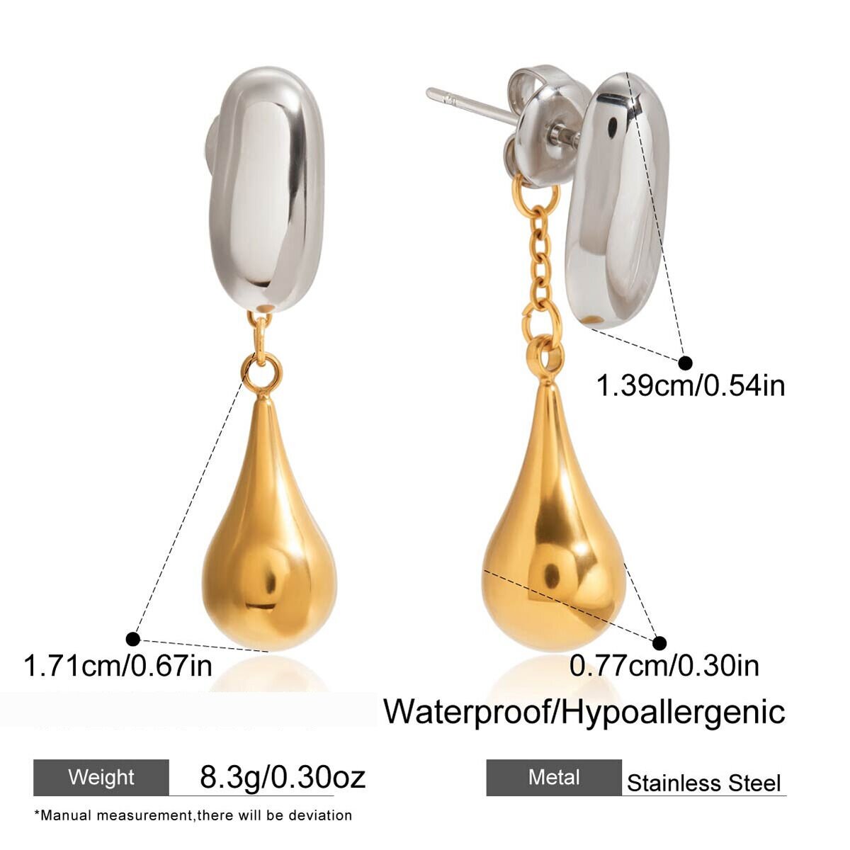 1 Paar Moderne, Wasserfeste Damen-Ohrhänger Aus Edelstahl In Gold- Und Silbertönen h5 Bild2