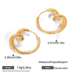 1 Pair Stylish Heart Stainless Steel Waterproof Gold Color Women's Hoop Earrings h5 Picture2