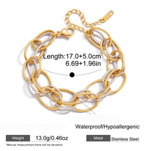1 Piece Simple Circle Mixed Gold Color And Silver Colors Stainless Steel Waterproof Women's Chain Bracelets h5 Picture2