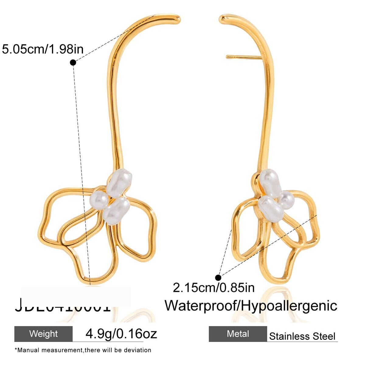 1 Pair Romantic Flower Stainless Steel Waterproof Gold Color Women's Dangle Earrings Picture2