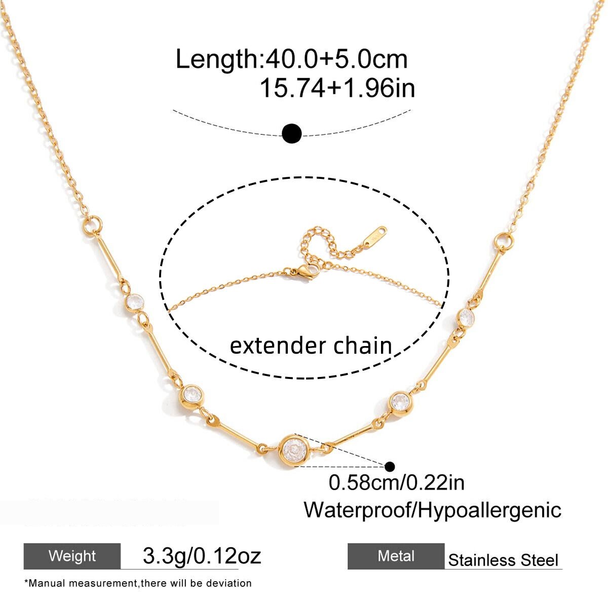 Collier Pendentif Sophistiqué Pour Femme, En Acier Inoxydable Étanche, Couleur Or, Avec Pendentif En Forme De Cercle De Main (1 Pièce) 